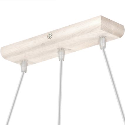 Lámpara colgante con cable AIDA 3xE27/60W/230V Ø 25 cm roble/blanco