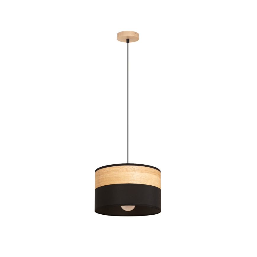 Lámpara colgante con cable ALBA 1xE27/15W/230V Ø 25 cm negro/marrón
