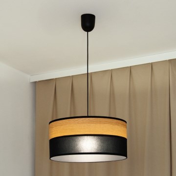 Lámpara colgante con cable ALBA 1xE27/15W/230V Ø 45 cm negro/marrón