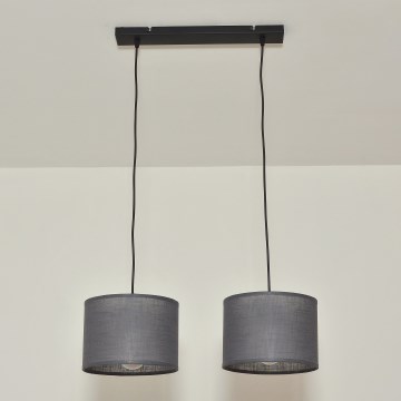 Lámpara colgante con cable ALBA 2xE27/15W/230V gris