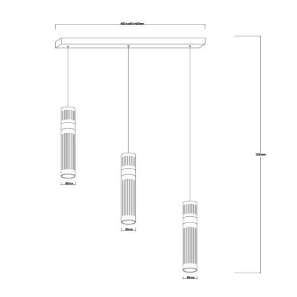 Lámpara colgante con cable AMBIENTE 3xLED/6W/230V 3000/4000/6000K dorada