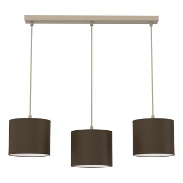 Lámpara colgante con cable ARDEN 3xE27/15W/230V beige/marrón