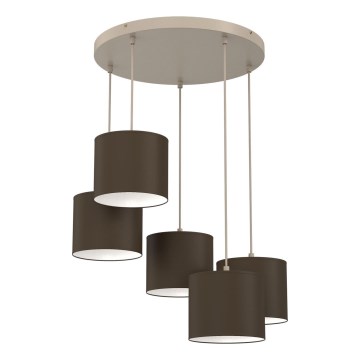 Lámpara colgante con cable ARDEN 5xE27/15W/230V beige/marrón