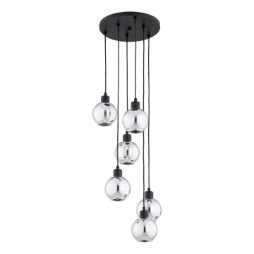 Lámpara colgante con cable ARVENE 6xE27/15W/230V negro/cromo brillante