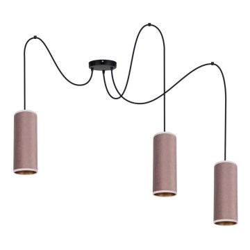 Lámpara colgante con cable AVALO 3xE27/60W/230V araña rosa/cobre