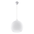 Lámpara colgante con cable BALL 1xE27/15W/230V Ø 30 cm blanca/cromo brillante