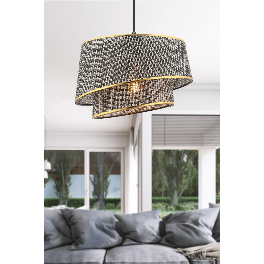 Lámpara colgante con cable BARETTE 1xE27/60W/230V gris/dorado