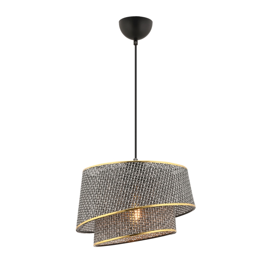 Lámpara colgante con cable BARETTE 1xE27/60W/230V gris/dorado