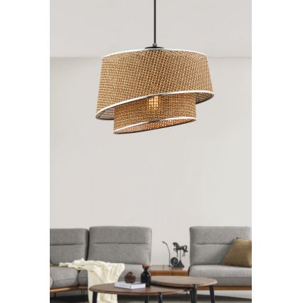 Lámpara colgante con cable BARETTE 1xE27/60W/230V marrón/cromado brillante