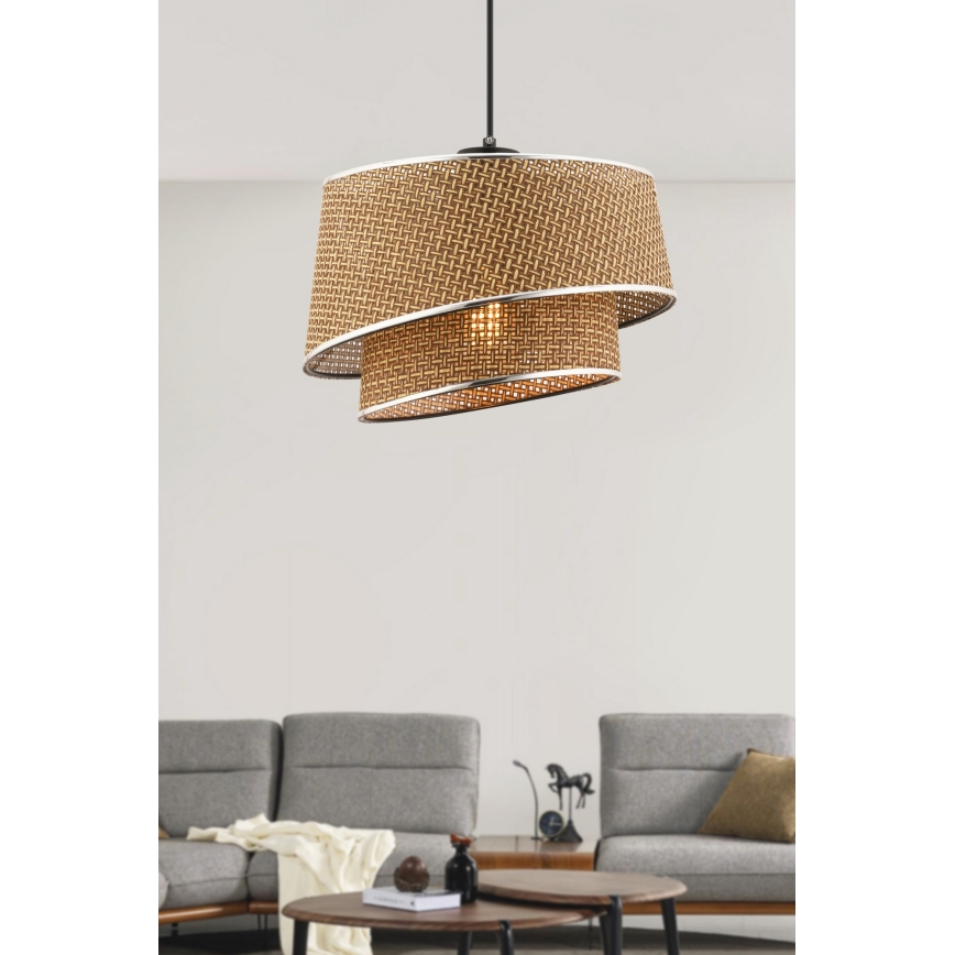Lámpara colgante con cable BARETTE 1xE27/60W/230V marrón/cromado brillante