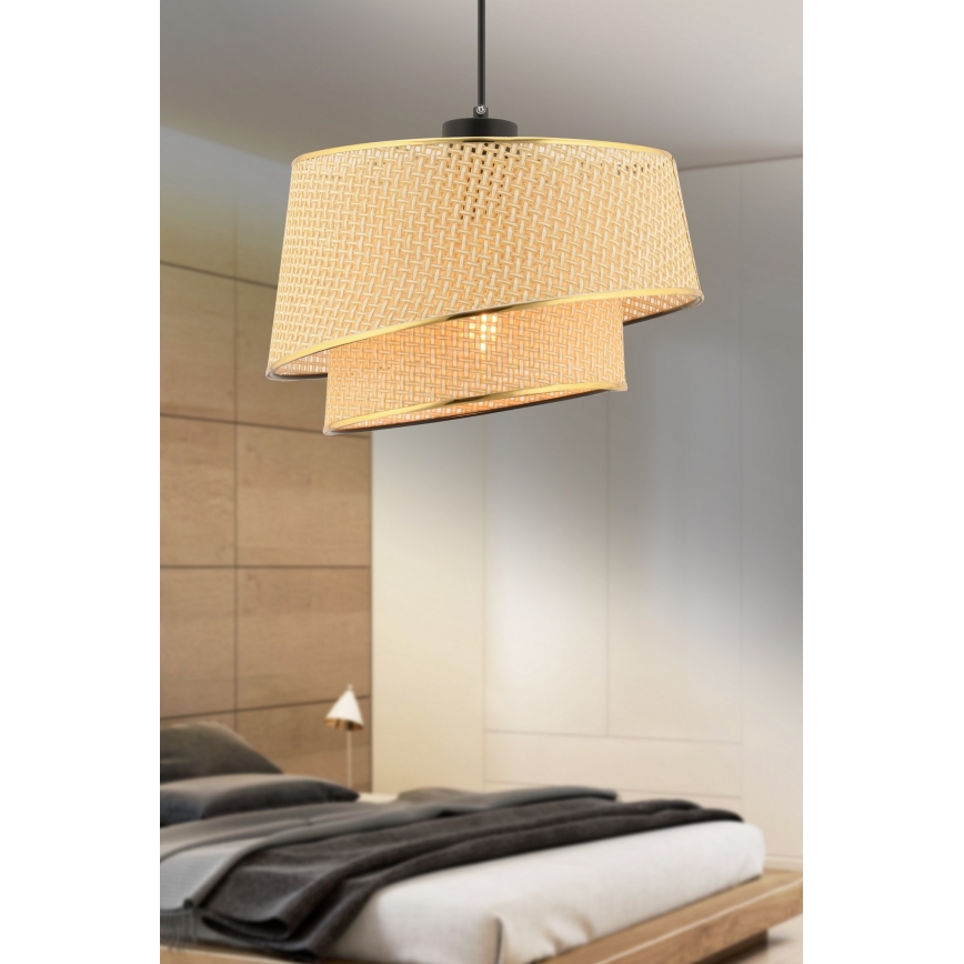 Lámpara colgante con cable BARETTE 1xE27/60W/230V marrón/dorado