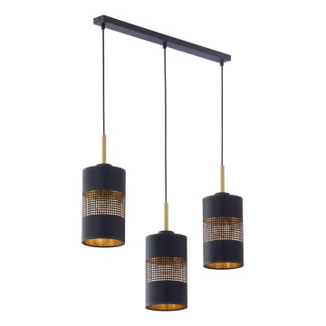 Lámpara colgante con cable BOGART 3xE27/15W/230V negro/dorado