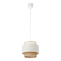 Lámpara colgante con cable BOHO 1xE27/60W/230V diámetro 20 cm blanco/yute