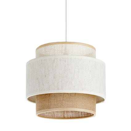 Lámpara colgante con cable BOHO 1xE27/60W/230V diámetro 20 cm blanco/yute