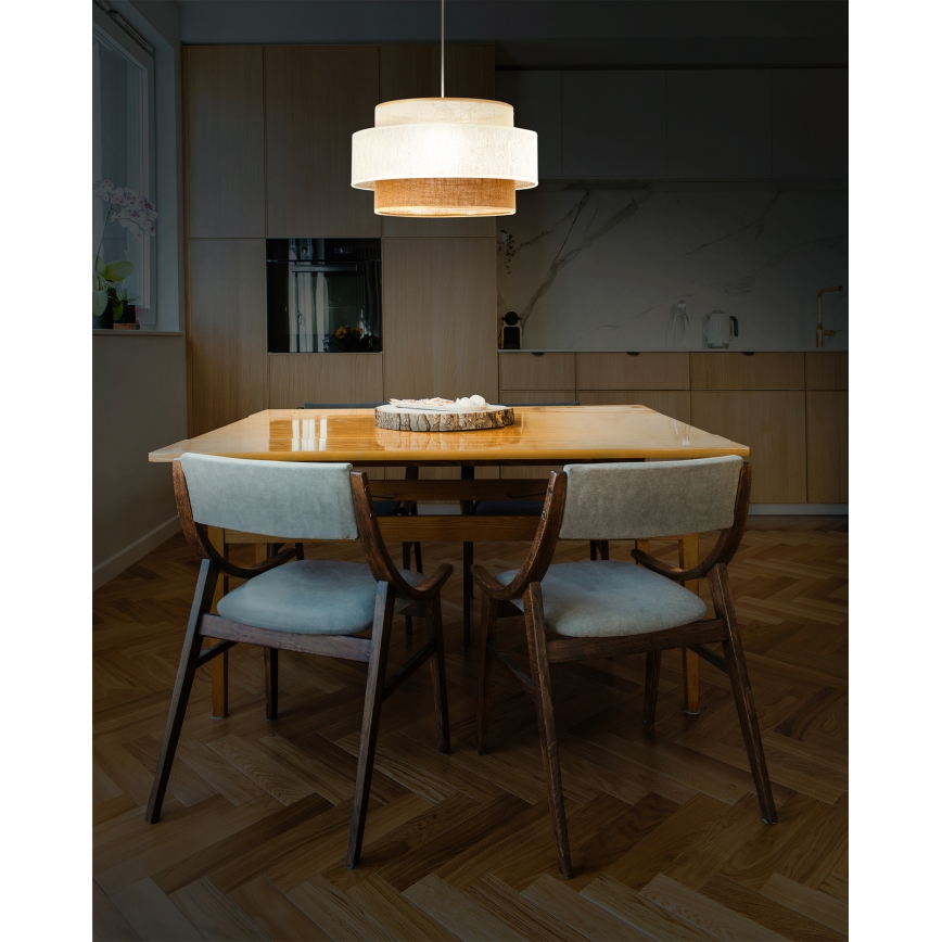 Lámpara colgante con cable BOHO 1xE27/60W/230V Ø 40 cm blanco/juta