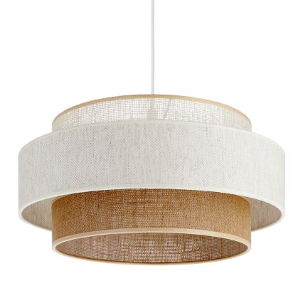 Lámpara colgante con cable BOHO 1xE27/60W/230V Ø 40 cm blanco/juta