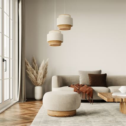 Lámpara colgante con cable BOHO 2xE27/60W/230V blanca/yute
