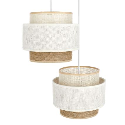 Lámpara colgante con cable BOHO 2xE27/60W/230V blanca/yute