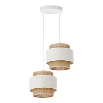 Lámpara colgante con cable BOHO 2xE27/60W/230V crema/yute