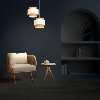 Lámpara colgante con cable BOHO 2xE27/60W/230V crema/yute
