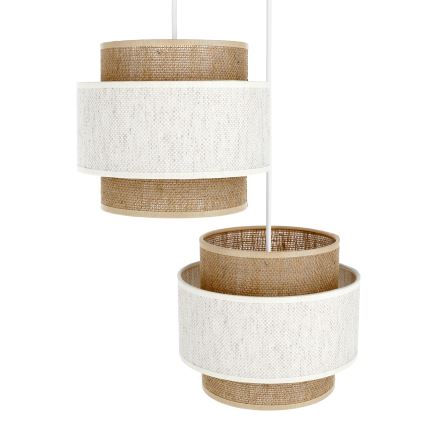 Lámpara colgante con cable BOHO 2xE27/60W/230V crema/yute