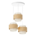 Lámpara colgante con cable BOHO 3xE27/60W/230V yute/crema
