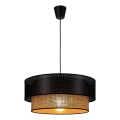 Lámpara colgante con cable BORHO 1xE27/60W/230V, diámetro 40 cm, negro/yute