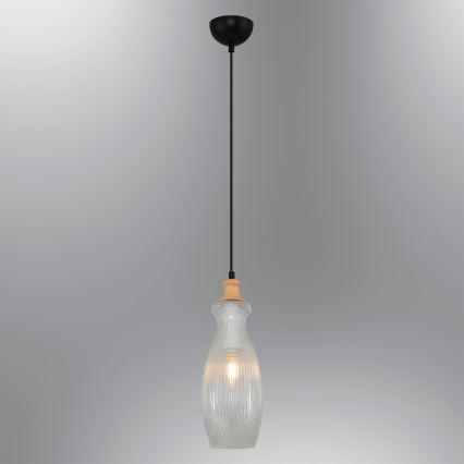 Lámpara colgante con cable BOTTLE 1xE14/4W/230V, transparente