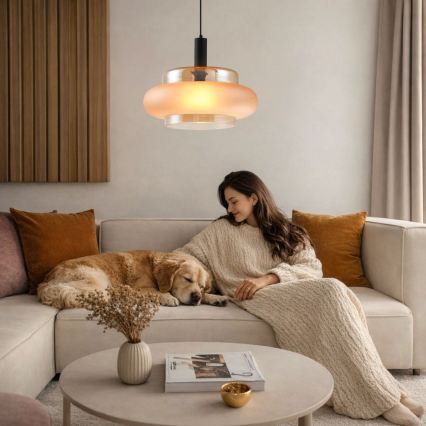 Lámpara colgante con cable BRIZI 1xE27/40W/230V beige/ahumado