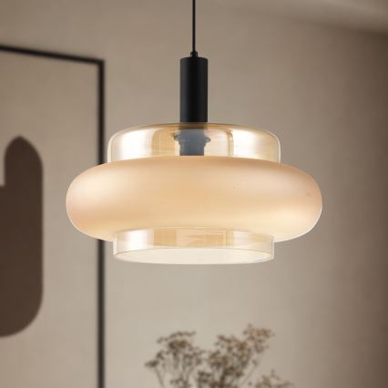 Lámpara colgante con cable BRIZI 1xE27/40W/230V beige/ahumado