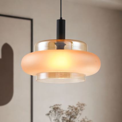 Lámpara colgante con cable BRIZI 1xE27/40W/230V beige/ahumado