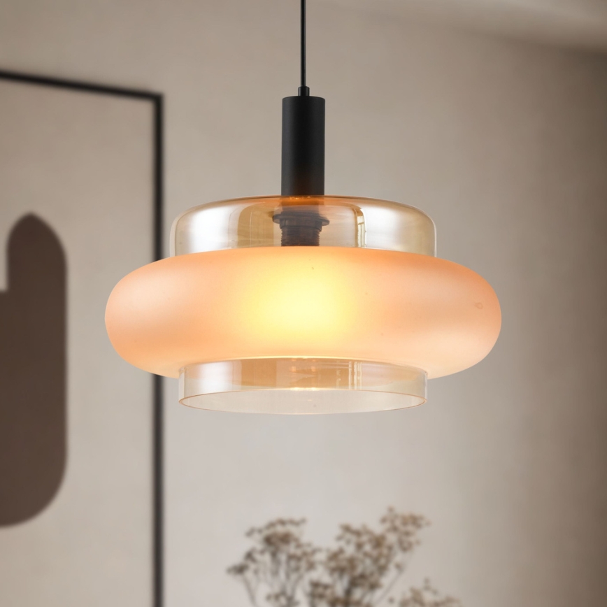 Lámpara colgante con cable BRIZI 1xE27/40W/230V beige/ahumado