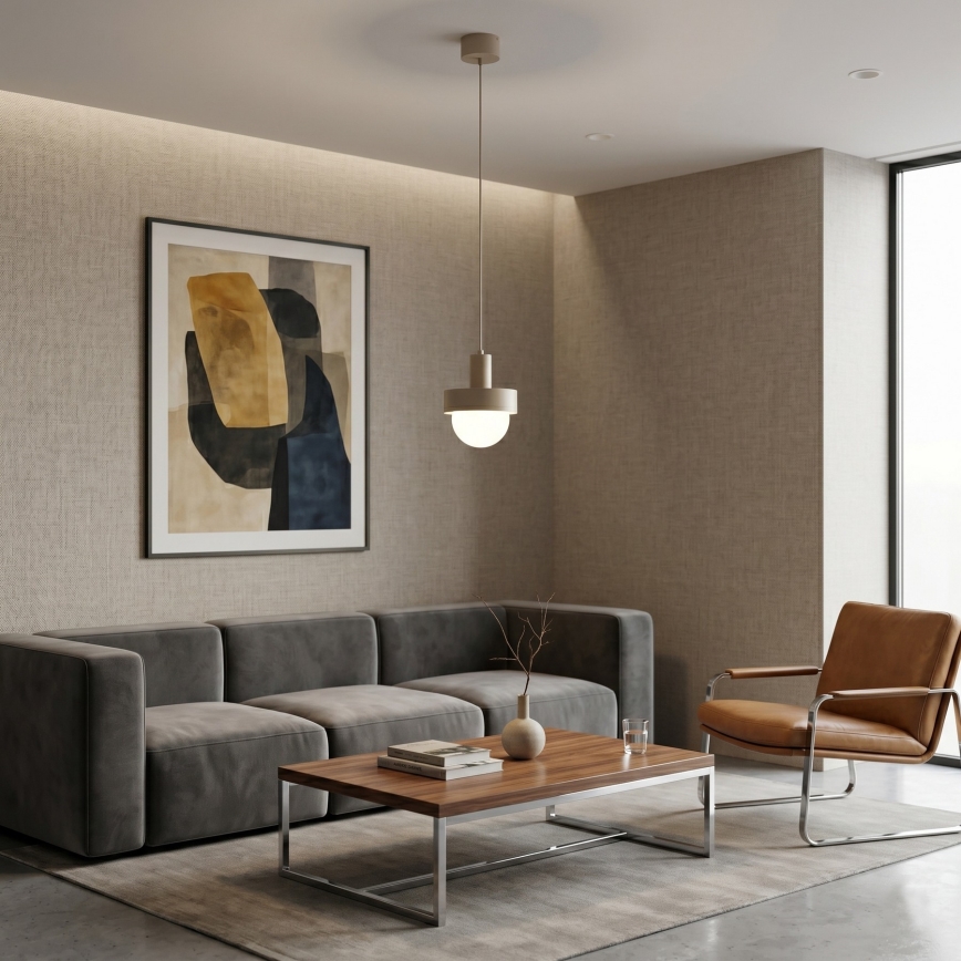 Lámpara colgante con cable CANAN 1xE27/15W/230V Ø 20 cm beige