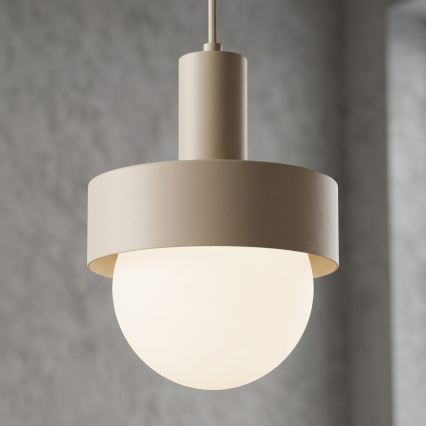 Lámpara colgante con cable CANAN 1xE27/15W/230V Ø 20 cm beige