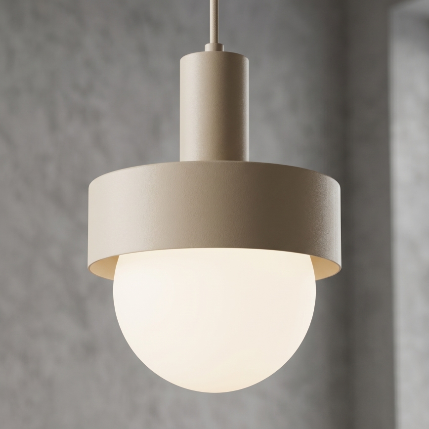 Lámpara colgante con cable CANAN 1xE27/15W/230V Ø 20 cm beige