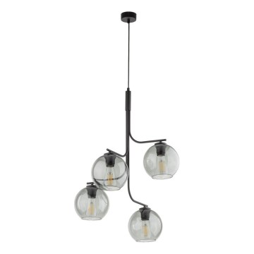 Lámpara colgante con cable CESAR 4xE27/15W/230V negro/gris ahumado