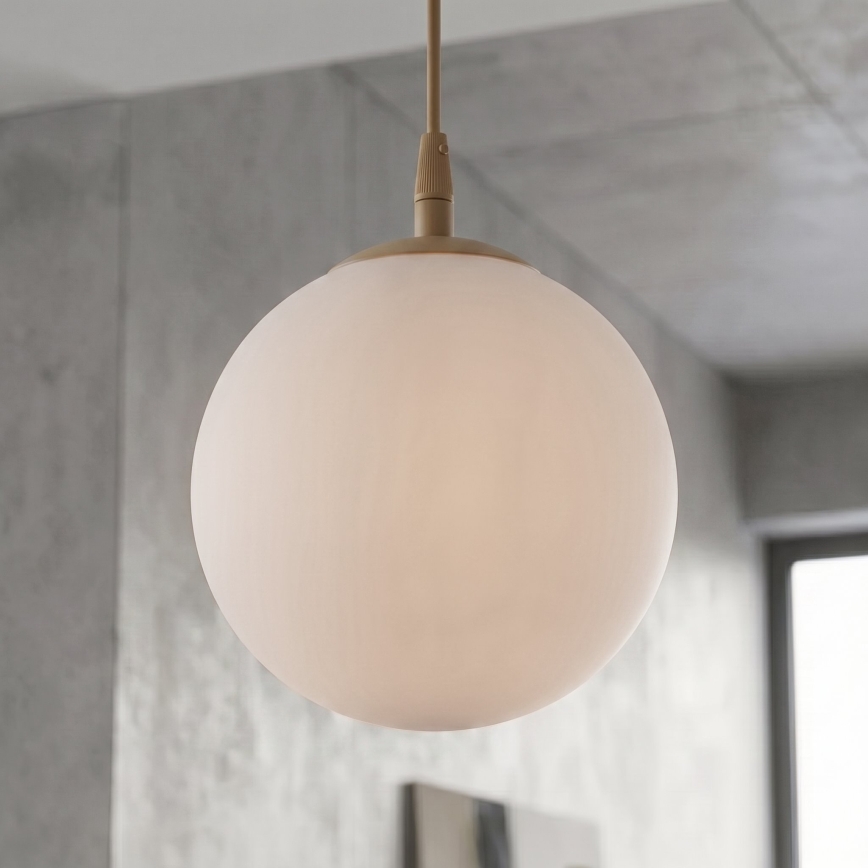 Lámpara colgante con cable COSMO 1xE14/10W/230V, diámetro 14 cm, beige/blanco