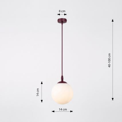 Lámpara colgante con cable COSMO 1xE14/10W/230V Ø 14 cm roja/blanca