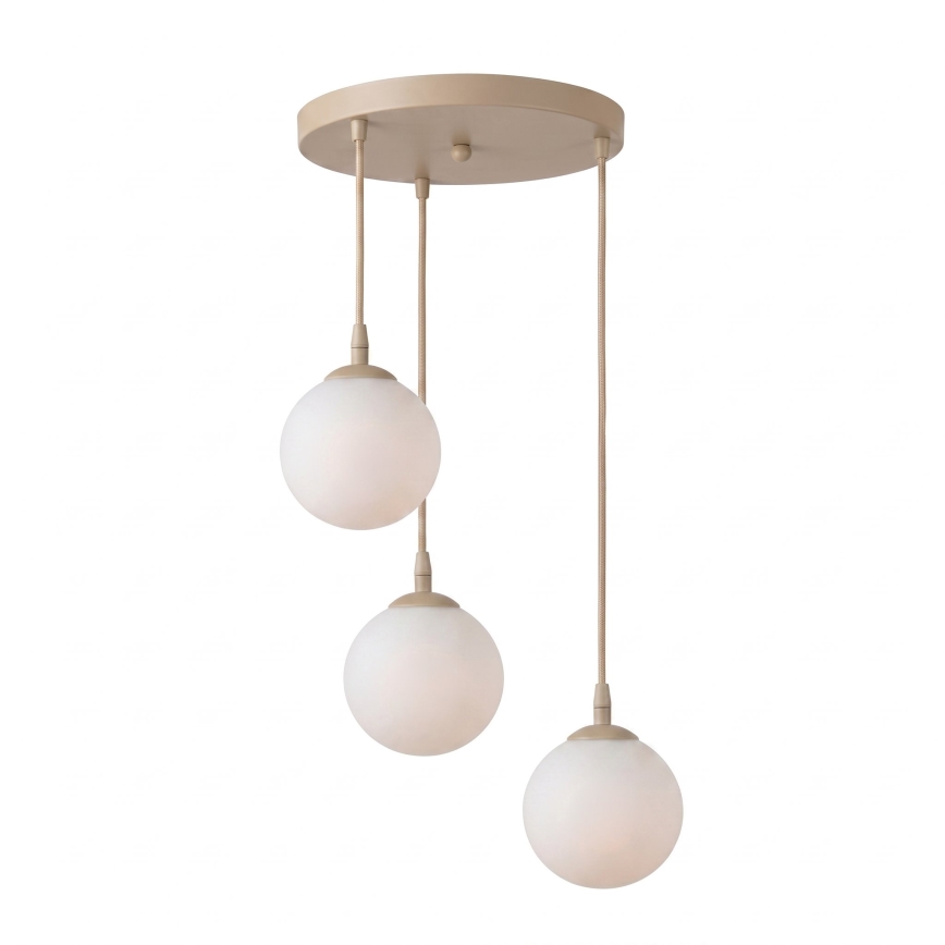 Lámpara colgante con cable COSMO 3xE14/10W/230V Ø 40 cm beige/blanco