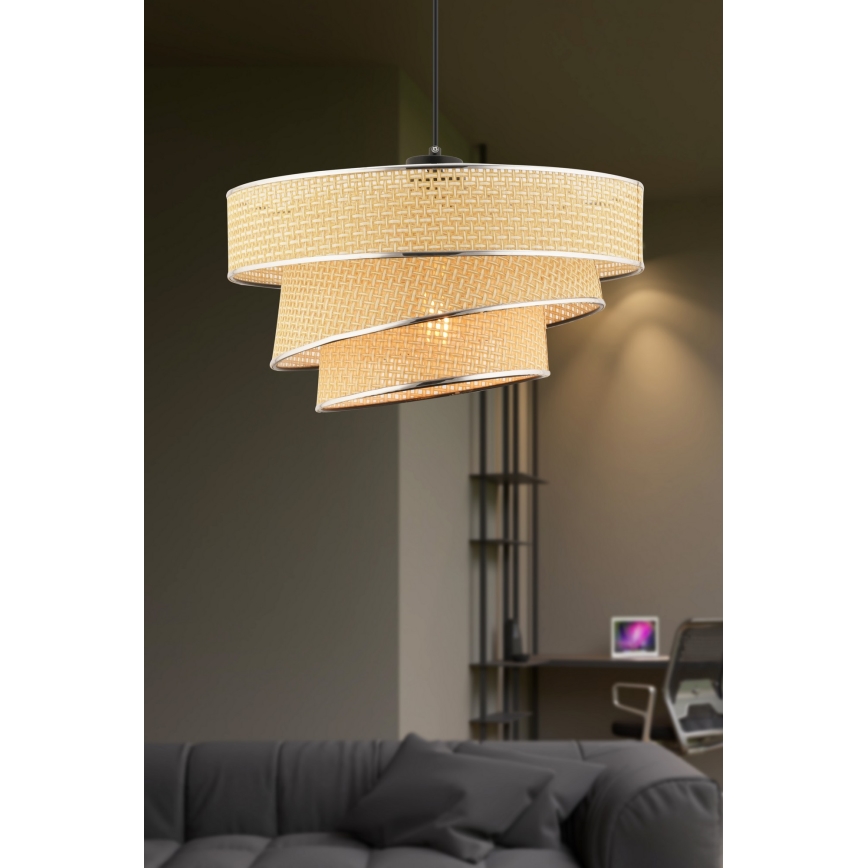 Lámpara colgante con cable COUPER 1xE27/60W/230V beige/cromo brillante
