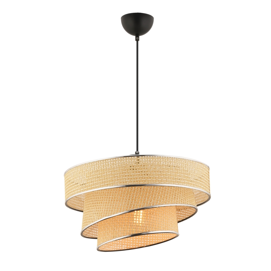 Lámpara colgante con cable COUPER 1xE27/60W/230V beige/cromo brillante