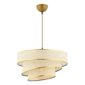 Lámpara colgante con cable COUPER 1xE27/60W/230V crema/dorada