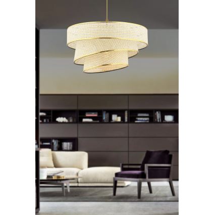 Lámpara colgante con cable COUPER 1xE27/60W/230V crema/dorada