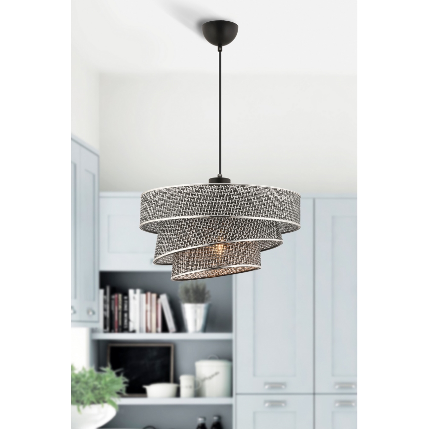 Lámpara colgante con cable COUPER 1xE27/60W/230V gris/cromo brillante