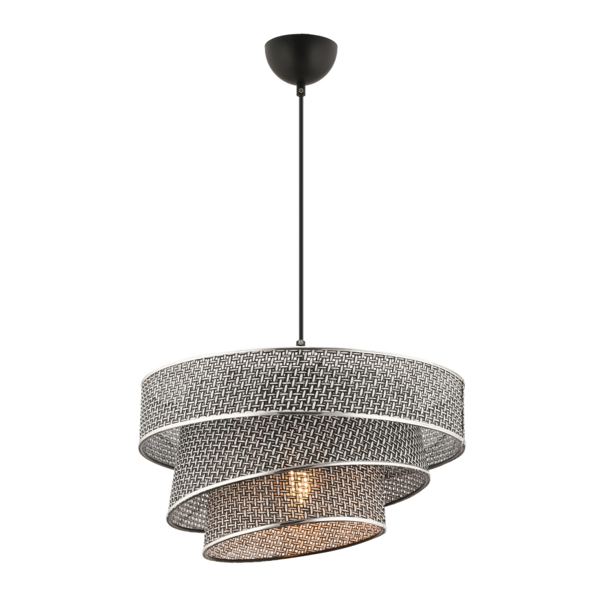 Lámpara colgante con cable COUPER 1xE27/60W/230V gris/cromo brillante