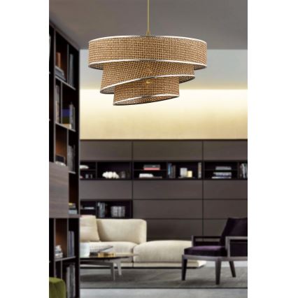Lámpara colgante con cable COUPER 1xE27/60W/230V marrón/cromo brillante