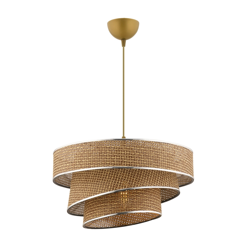 Lámpara colgante con cable COUPER 1xE27/60W/230V marrón/cromo brillante
