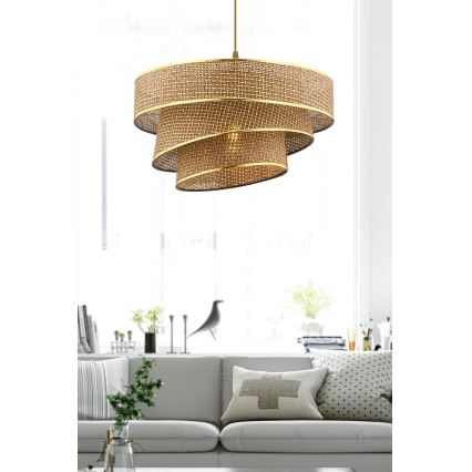 Lámpara colgante con cable COUPER 1xE27/60W/230V marrón/dorado