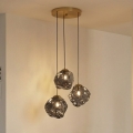 Lámpara colgante con cable CRISTAL 3xE14/15W/230V latón/negro ahumado