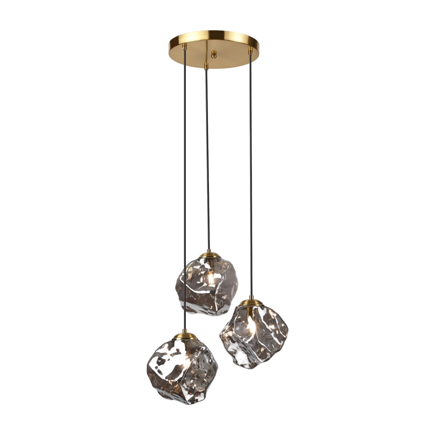 Lámpara colgante con cable CRISTAL 3xE14/15W/230V latón/negro ahumado